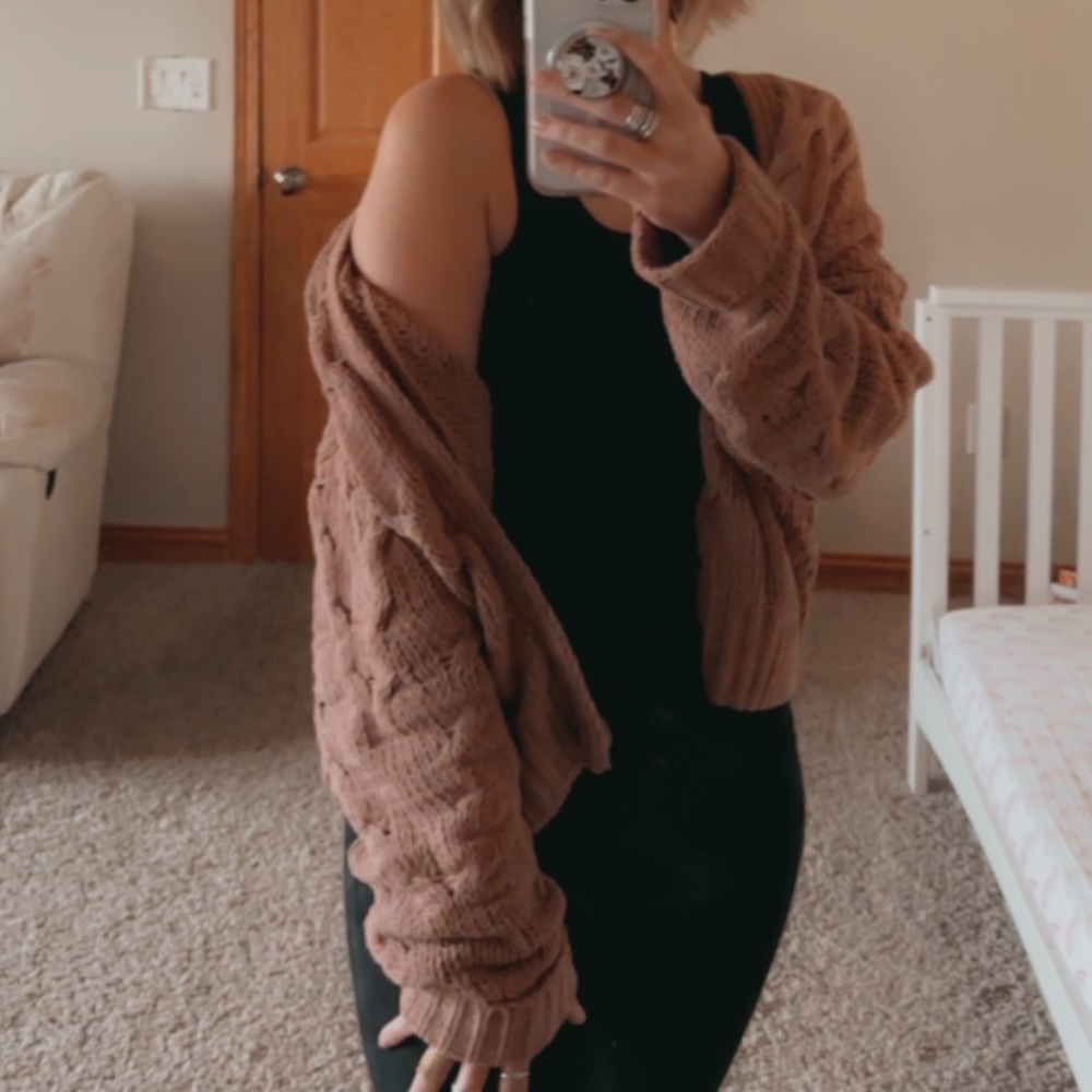 Super Soft Chunky Cropped Cardigan Open Knit Sweater Crop Warm Winter Small S